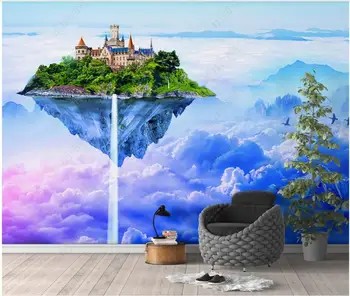 Foto 3d papel de parede personalizado mural na parede de Fantasia do país das Maravilhas do Céu Castelo de decoração de sala de estar papel de Parede para parede na rola