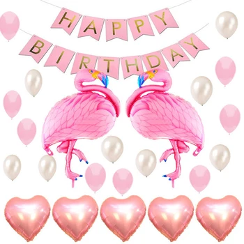 1 Conjunto Cor-De-Rosa Flamingo Folha De Balões, Decoração De Casamento Feliz Aniversário Decoração Festa Globos De Alumínio Do Filme Decoração Presentes Das Crianças