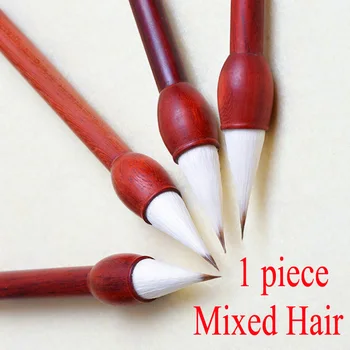 1 peça Superior Caligrafia Chinesa Pincéis caneta Misto de cabelo escova de cabelo vermelho, com suporte de madeira para a pintura, a caligrafia de Art de fornecimento de