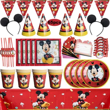 105pcs Mickey Mouse para festas de Crianças Louça Conjunto de Bolo de Guardanapos de Papel Para Bebê Menino Feliz Aniversário, Decoração de festas