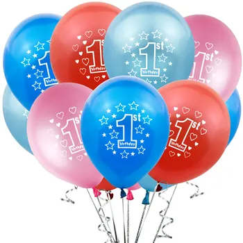 10pcs cor-de-Rosa/azul 1º Aniversário de Um Balão de 1 Ano de Idade, Primeiro Feliz Festa de Aniversário, Decoração de Balões de Látex Globos de Bebê Menina Favor