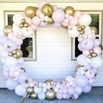 133pcs Macaron cor-de-Rosa Rodada de Balões, de Arco de Garland Kit Cromo Ouro Balões Para o Casamento, Aniversário, chá de Bebê Decoração do Partido