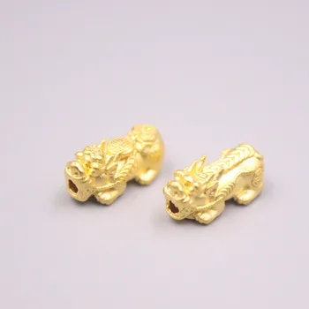 1PCS Real de 24K de Ouro Amarelo Pingente 3D Rígido de Jóias de Ouro, Sorte, Riqueza Ruyi Moeda Pixiu Talão de 0,4-0,6 g