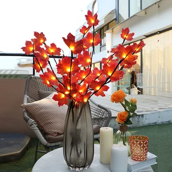 20 LED Artificial Folhas de Bordo Ramo de Luz de Outono de Maple Leaf de Seqüência de caracteres de Luz de Fada de Natal Guirlanda de Luz