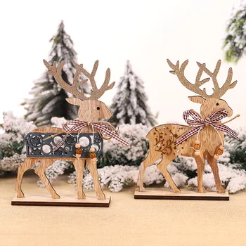 2020 decoração de Natal de madeira renas decoração do hotel, shopping layout da janela de superfície de mesa elk ornamentos de jóias