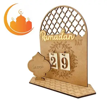 2022 Ramadã Contagem regressiva Calendário DIY Eid Mubarak Ornamento de Madeira Ramadã Calendário Casa de Festa Artesanais de Decoração Enfeite