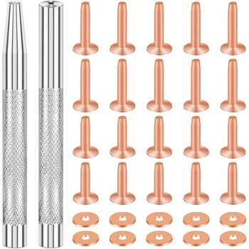 20Pack Rebites de Cobre e Rebarbas (14 mm e 19 mm) com o 2Pcs de Soco Rebite Ferramenta para Cintos, Bolsas, Colares, de Couro Fabricação de