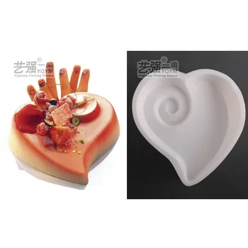 342-003 novo coração em forma de bolo mousse chiffon molde do bolo do silicone do molde de cozimento fondant
