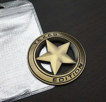 3D Bronze Black Metal Texas Edição Estrelas da Bandeira Auto Tronco Emblemas Emblema Decalques Adesivo de Carro Acessórios