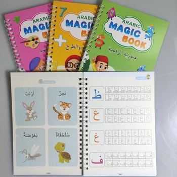 4 peças Reutilizáveis Magia Cópia Escrita do Livro Groove Alfabeto árabe Wordpad para Crianças Palavra do Livro infantil de Caligrafia Prática de Brinquedo