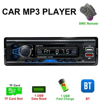 4CH 1 Din com Bluetooth compatível auto-Rádio Leitor de MP3 Veículo de Áudio Estéreo com Controle de Volante Suporte Remoto FM / USB
