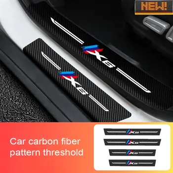 4Pcs Carro Adesivos Anti-risco Soleira da Porta Protetor Para E71 F16 G06 X6 Carro Stylin Limite de Proteção de Fibra de Carbono
