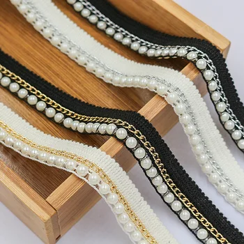 5 Jardas Do Vintage De Ouro, Prata, Pérola Bordado Frisado Laço De Fita Guarnição Africana Laço De Tecido Feito A Mão Traje Vestido De Costura Suprimentos