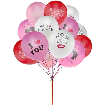 50pcs Promoção de Rosa Vermelho Branco Coração de Látex Bola Inflável de Ar Redondas Bola de Casamento de dia dos Namorados balões de Festa Decoração de Balões