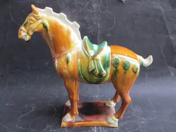 7.99 polegadas / Elaborar Chinês Antigo Imitação Tang sancai coleção de cerâmica cavalo estátua