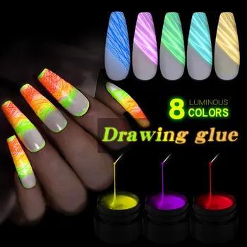 7ml Luminosa Prego Aranha Gel Web Pintura, Desenho Gel polonês Nail Art Design Manicure Criativo Fio Linha de Ponto de