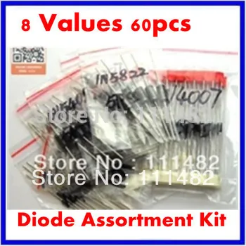 8 Valores 100pcs 1N4007 1N5408 1N5819 1N4148 ect Rectifie Diodos Schottky Barreira de Diodo SBD Variedade Kit