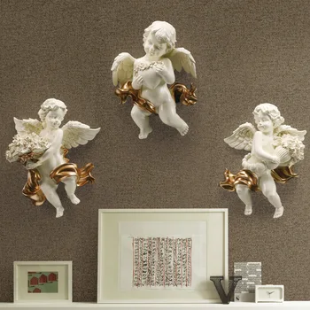 A europa Resina Bonito Cupido Anjo Adesivo de Parede Decoração Home, Sala 3D Parede de Fundo Mural de Artesanato Ornamento Acessórios