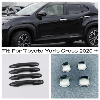 A Fibra De Carbono Exterior Em Estilo Montar Acessórios De Ajuste Para Toyota Yaris Cruz 2020 - 2022 Carro Do Lado Do Puxador Da Porta Pegar Tampa De Guarnições