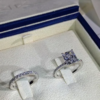A Moda de alta Qualidade Quadrado Simples Cristal de Zircão Mulheres 's Anel Vintage Dedo Anéis de Casamento Presentes para a Menina Boho Jóias
