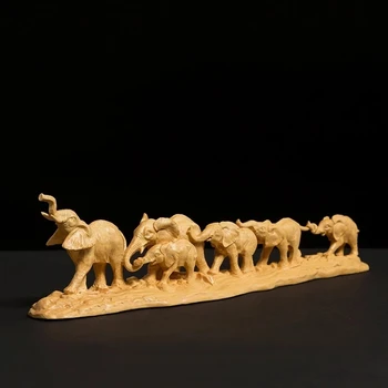 A Viagem do Elefante de Madeira maciça Feng Shui Artesanato Sorte Escultura em Madeira Nórdica Decoração de Casa Africana Decoração Home