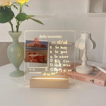 Acrílico Transparente Plug-In Luminescentes Placa De Observação Do Ambiente De Trabalho Memorando Polaroid Decorativos Conselho Noite De Luz Da Decoração Do Quarto