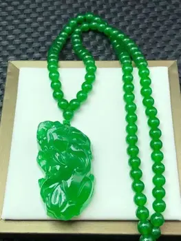 Admirável A Birmânia Verde Jade Pi Xiu Amuleto Pingente De Esmeralda Sorte Besta De Suspensão Mala Colar De Missangas