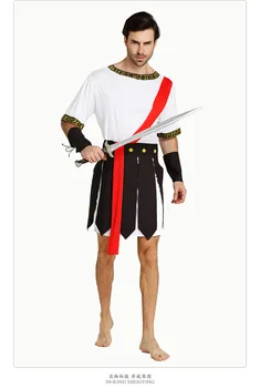 Adultos Romana Antiga Grécia Guerreiro grego Soldado Gladiador Traje de Grande César Fantasias para Homens Vestido de Fantasia do dia das bruxas