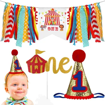 Aniversário de 1 de Banner Decorationsfirst Suprimentos Circo Chapéu de Festa Cadeira Alta Kit Decoração de Bebê Boyset Carnaval de Cadeira para bebé Menina
