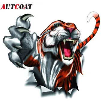 AUTCOAT 1Pcs Vinil Adesivos para Carro, Capa de Garras de Tigre Selvagem Tatuagem Padrões de Etiqueta da Arte Qualquer Veículo Janela