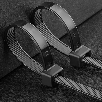 Auto-fecho de plástico laço de nylon de 10 PCS preto 5X100cable empate de fixação anel de 5X200 braçadeira de cabo zip envolve a cinta de nylon cabo de gravata conjunto