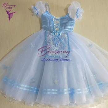Azul Ballet longo vestido tutu de Ballet romântico com saia tutu de Bailarina de Ballet saias longas para as meninas