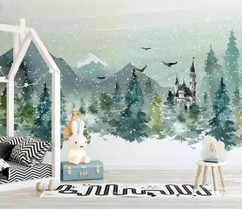 Baçal Personalizado em grande escala 3D papel de parede mural pintado a mão do castelo floresta animal quarto infantil de fundo 3d papel de pared huda