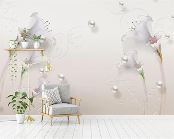 beibehang Casa, decoração de murais de socorro elegância simples simples jóias tridimensional lily TV sofá de fundo papel de parede 3d