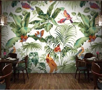 beibehang Personalizados em 3d papel de parede HD Sudeste Asiático estilo retro, pintados à mão, flores e pássaros decorativos pintura de murais papel de parede