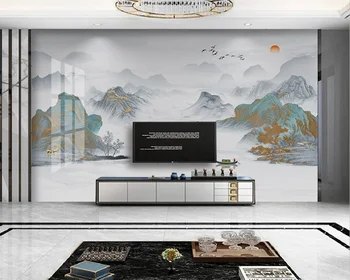 beibehang Personalizados, moderno, novo Chinês paisagem abstrata elk paisagem pássaro folha de ouro de fundo, papel de parede, papel de parede 3d