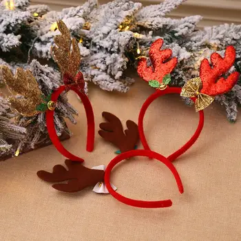 Cabeça De Aro Enfeites De Natal Cabeça De Presente Chique E Adorável Anlter Bell Decoração Brilhante Cabeça Aro