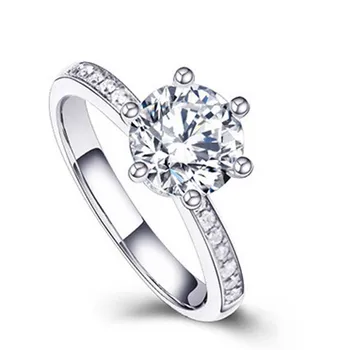 Casamento romântico Anéis de Diamante para as Mulheres 925 Prata Esterlina Sólida Laboratório de Jóias de Luxo para o Aniversário de Noiva com Caixa de Presente de Novo