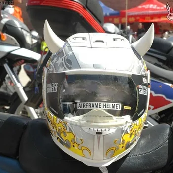 Cavaleiro punk do vento moto capacete de chifres canto decoração otário corrida capacete de chifre do diabo