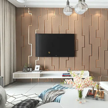 Chinesa moderna de veludo papel de parede simples quartos, sala faixa 3D TV na parede do fundo de papel de parede por atacado