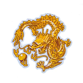 Chinês Bordado Animal Dragão De Ouro Patches Para Costurar Roupas Em Adesivo Patches De Acessórios De Costura De Roupas Jeans Decoração