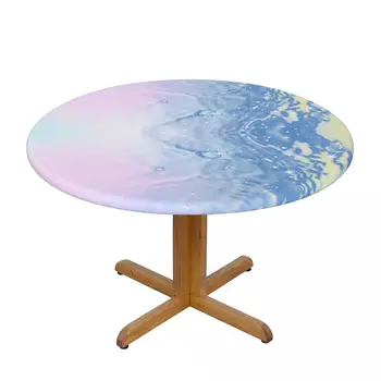 Colorido de Gradiente de Poliéster Impermeável Toalha de mesa Redonda Suficientes Equipados Tampa de Tabela com Elástico Gumes