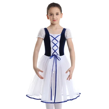 Crianças Meninas De Manga Curta De Veludo, Malha De Ballet Dança Ginástica Collant Vestido Princesa Tutu Vestido De Roupa De Balé Traje Vestidos