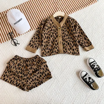 Crianças No Outono de Moda de Nova Bonitos Roupas de Meninas Leopard-print Atender Crianças Shorts