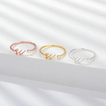 De aço Anel de Casamento de Mulheres Pequenas Ouro Cor da Fita dois anéis de 2022 Moda de A A Z Inicial, Anéis de aço Inoxidável Acessórios de Jóias de Presente