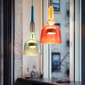 De Vidro moderna do LED Luzes Pingente de Macaron luminária Café-Bar Quarto Sala Cozinha, Pendurar a Lâmpada de Iluminação interna Fxitures