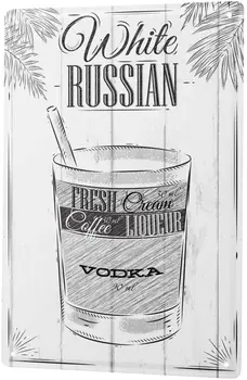 DESDE 2004 folha-de-flandres Cartaz Motivo de barra de White Russian Cozinha Motivo