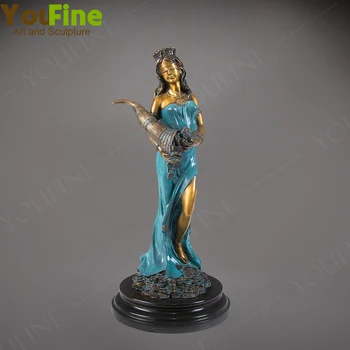 Deusa Da Fortuna Estátua de Bronze Tykhe 64cm de Bronze Tyche Estatueta Famoso grego Antigo Esculturas, Ornamentos Para a Decoração Home