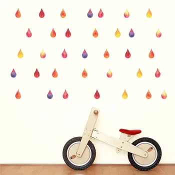 DIY Colorido Gota de chuva Adesivo de Parede a Chover, as gotas de Água, Cama de criança Quarto de Suspensão de Decoração Adesivos de Parede do Quarto de Crianças Cartaz Mural