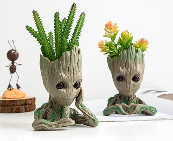 estilo nórdico criativo Groot Treant Flor de PVC Pote de plantas suculentas bonsai sala de estar, área de trabalho imitação bonsai, decoração para casa